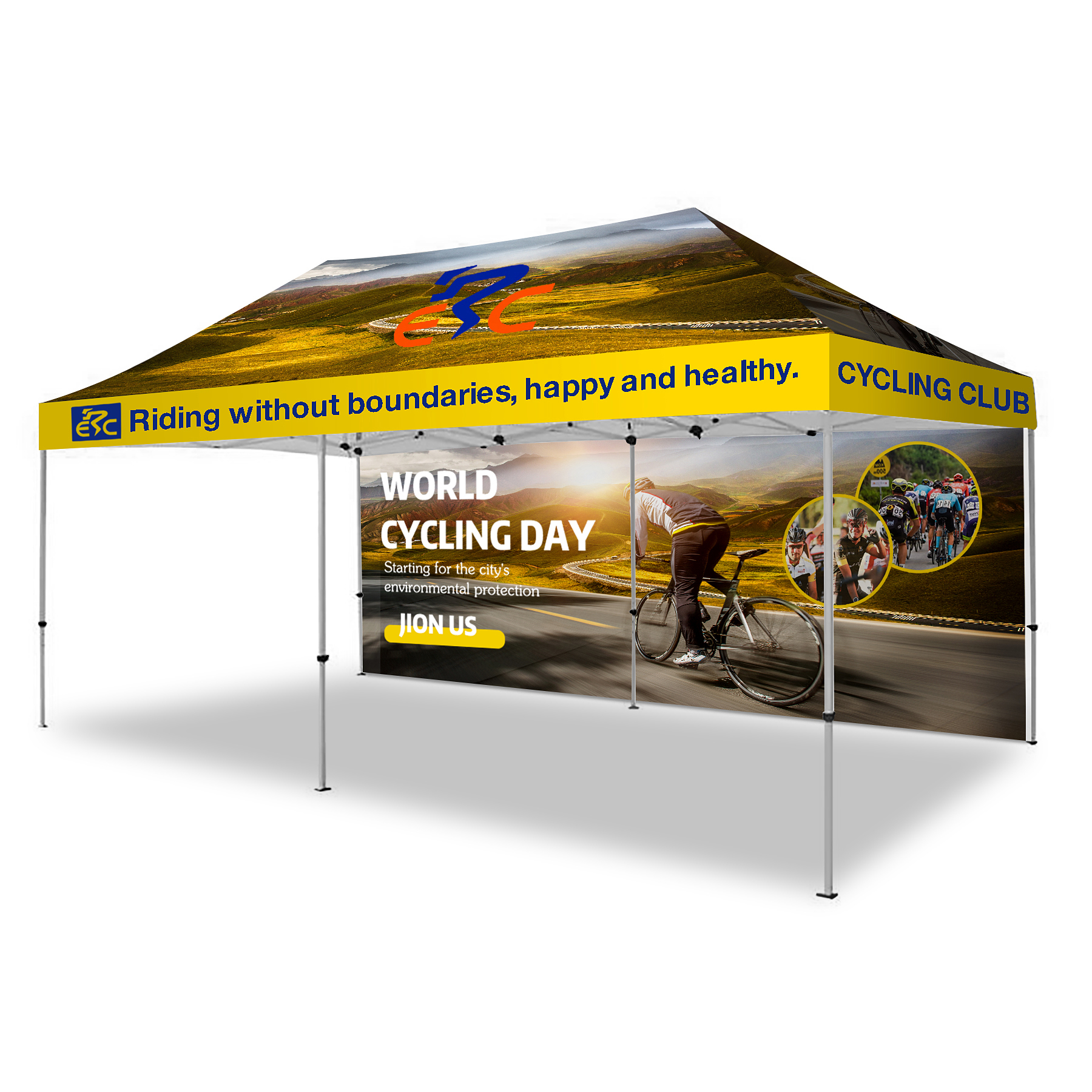 10' X 20' Hex Aluminum Frame Tent w/ Canopy And Back Wall
