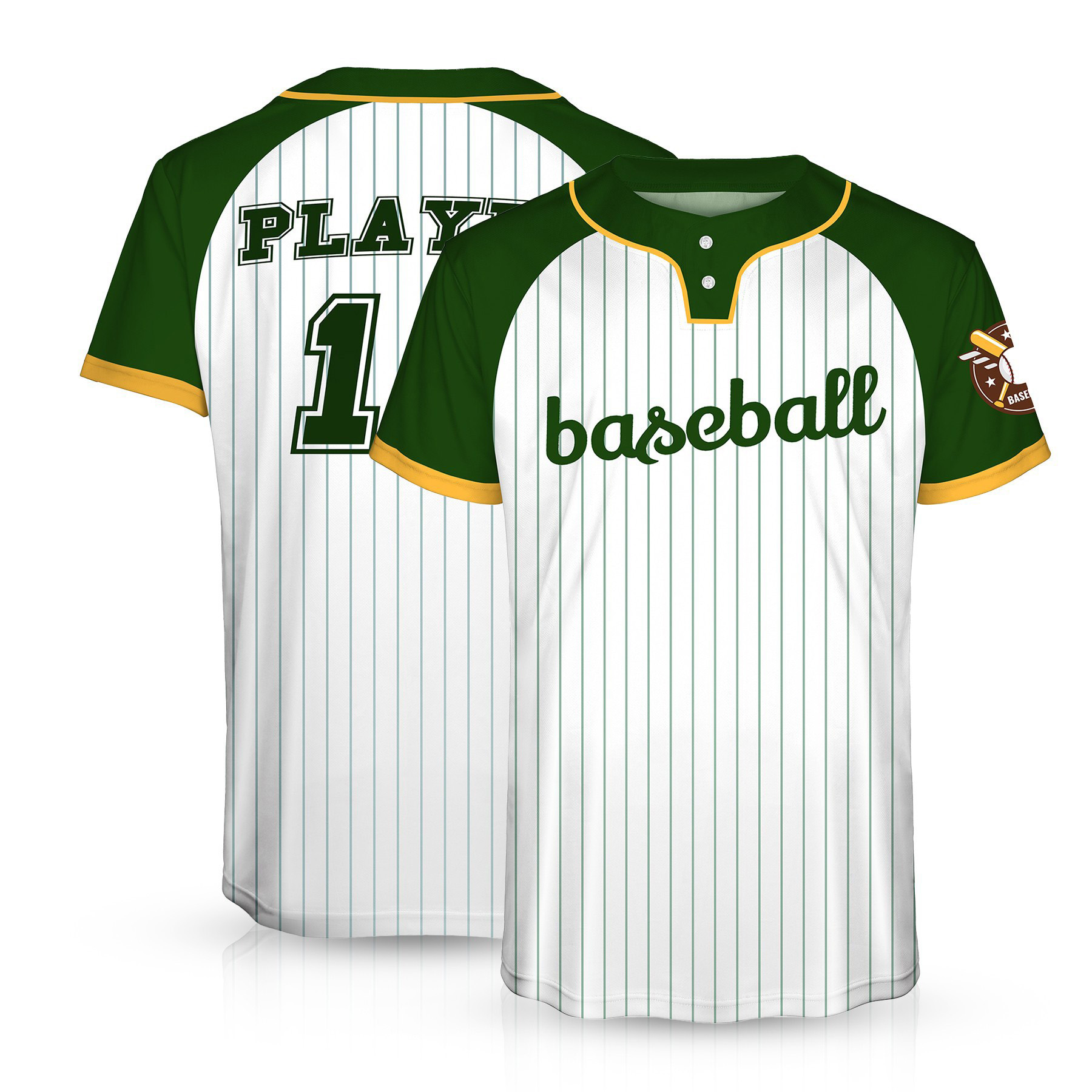 Custom 2-Button Baseball Jersey Full Color Sublimated