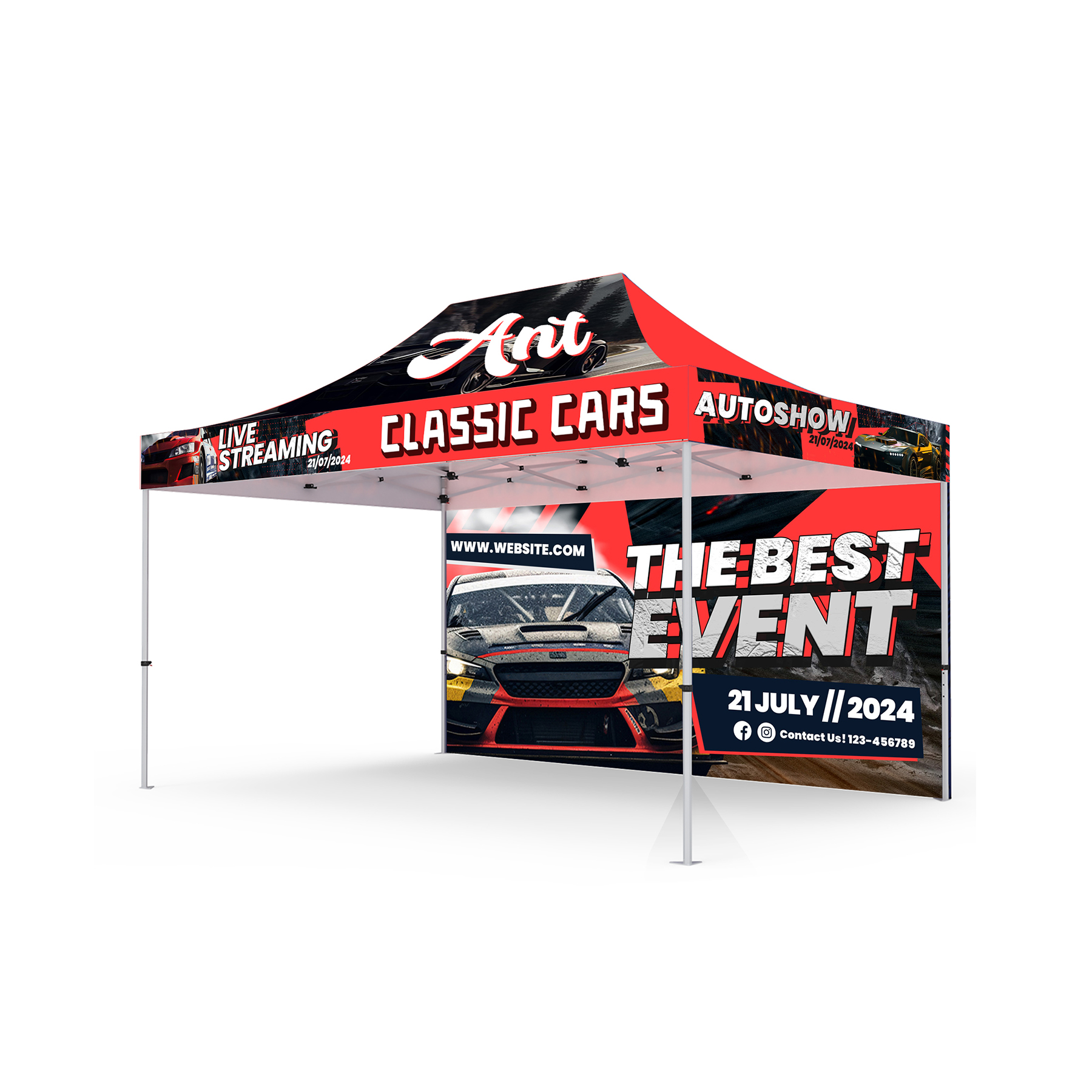 10' x 15' Standard Aluminum Frame w/ Dye Sublimation Canopy