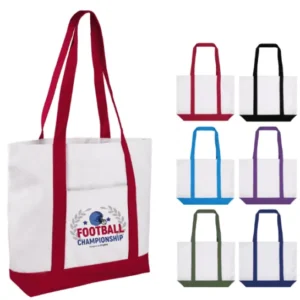 12oz. Cotton Boat Tote Bag With Pocket and Gusset (16.5” x 13” x 4”)