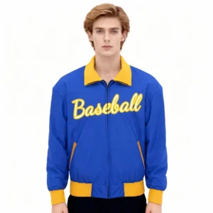Custom Men’s Full-Zip Varsity Jacket With Fold-Down Collar